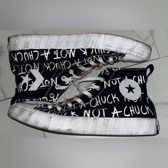 Converse UNT1TL3D High Top “Not A Chuck” Printed Spellout Sneakers Shoes - Picture 10 of 10